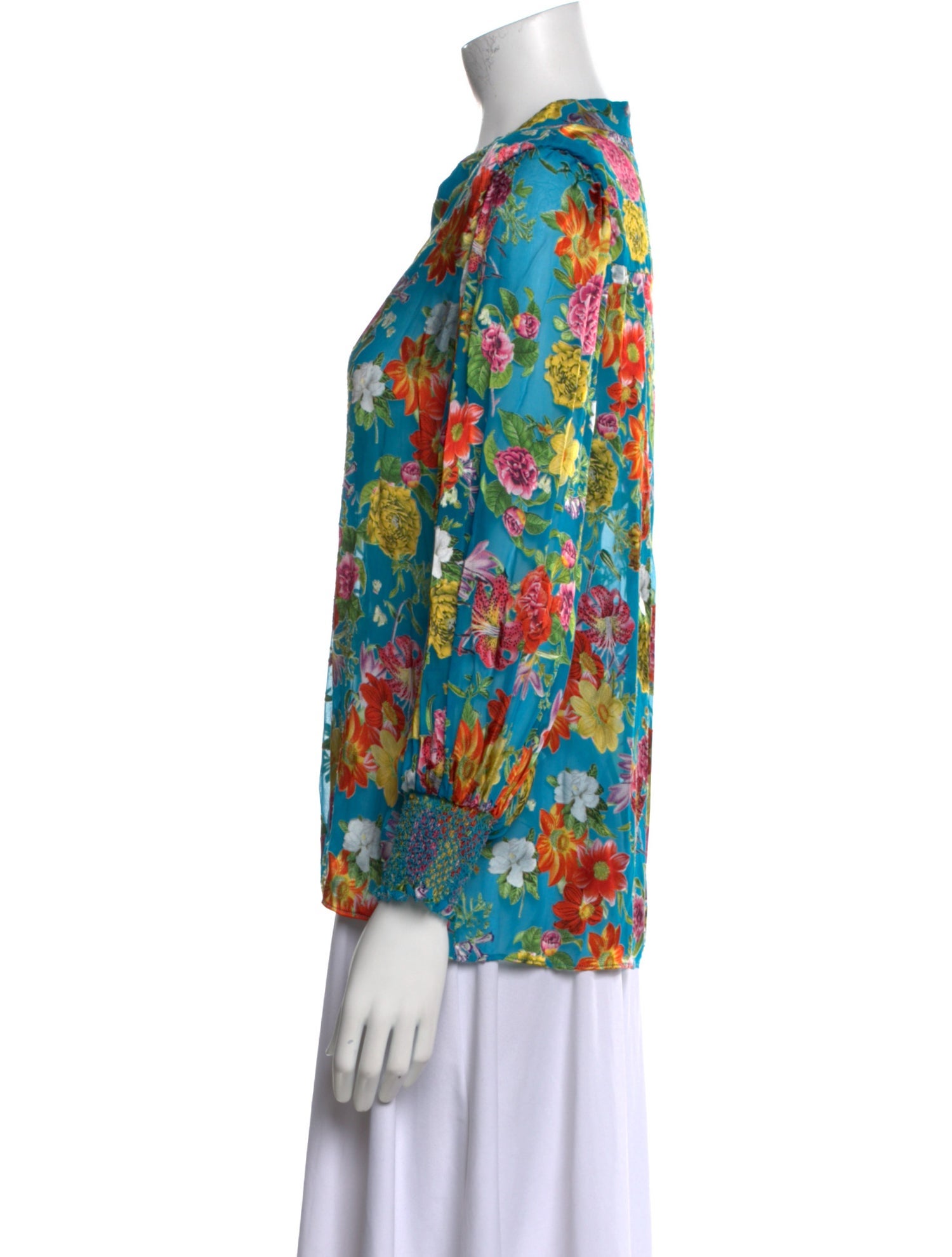 Alice + Olivia Floral Print V-Neck Blouse